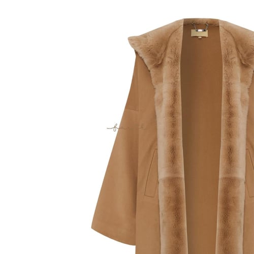 BEIGE CASHMERE WITH LEATHER HOODY