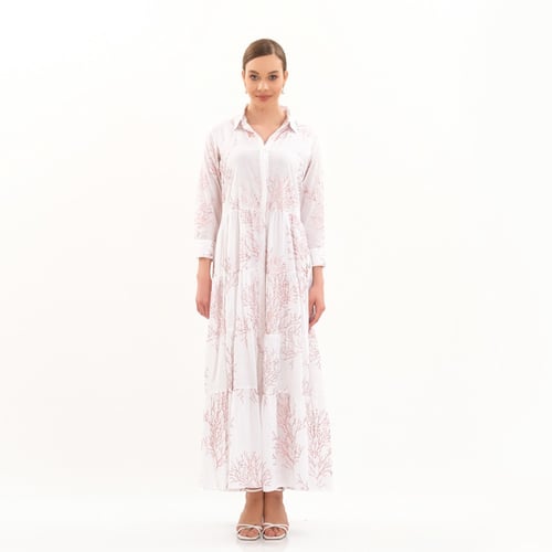 WHITE DRESS WITH PINK SPARKLES