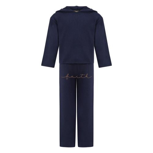 KIDS NAVY BLUE KNITTED WOOL SET