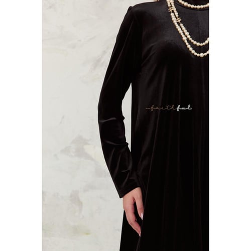 Black Highneck velvet dress