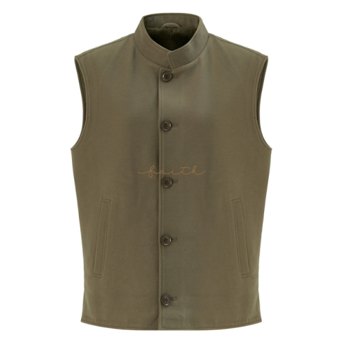 LIGHT GREEN CASHMERE BUTTON MEN VEST