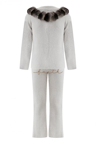 KIDS CHINCHILLA FUR ON SHOULDERS GREY FLUFFY SET