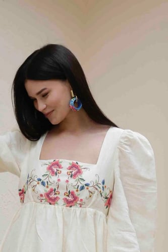 LIGHT BLUE MAXI HOOP EARRINGS