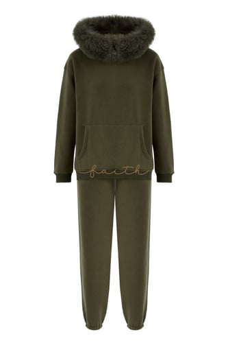 KIDS KHAKI HOODIE FOX FEECE SET