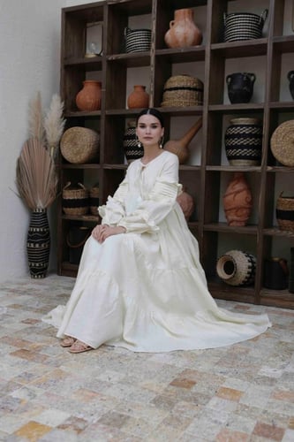 DAUGHTER DELILAH LONG DRESS ALMOND MILK