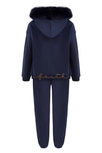 KIDS NAVY BLUE HOODY SWEATSHIRT FLEECE SET FOX AOR...