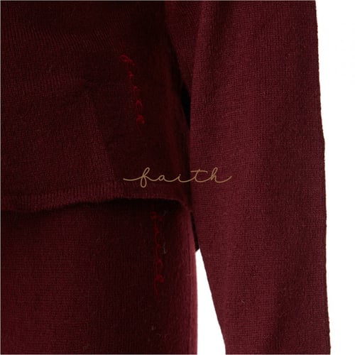 KIDS BURGUNDY CHINCHILLA AROUND HOODIE KNITTED SET