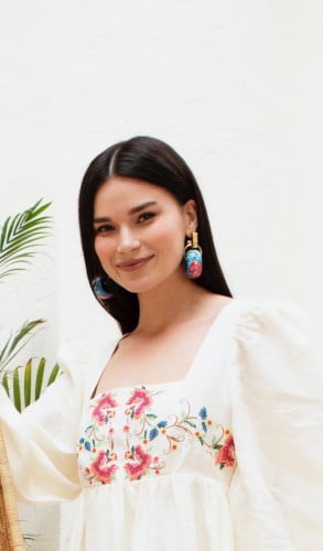 LIGHT BLUE MAXI HOOP EARRINGS