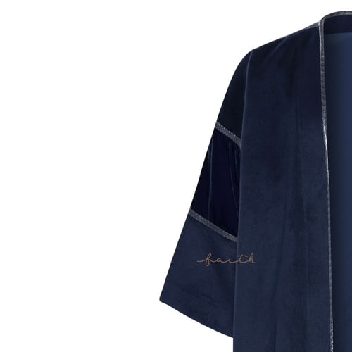 NAVY BLUE VELVET & PYTHON ABAYA