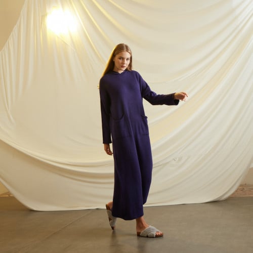 PURPLE LOOSE FIT KNIT WOOL DRESS