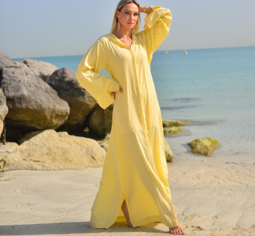 NATURAL GOLD SUNFLOWER CAFTAN