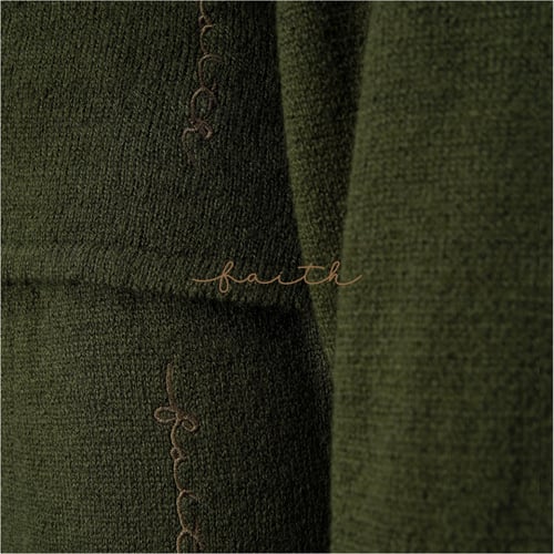 KIDS KHAKI CHINCHILLA AROUND HOODIE KNITTED SET