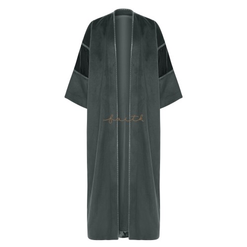GREY VELVET & PYTHON ABAYA