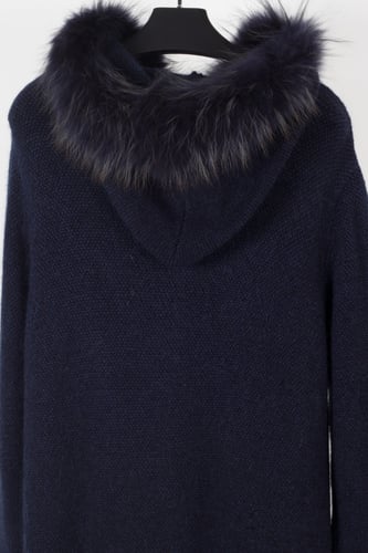 BUTTON FUR CARDIGAN | NAVY BLUE