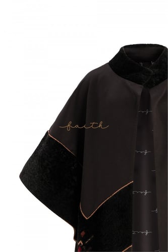 BLACK PONCHO CASHMERE & ASTRAGAN
