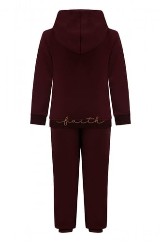 KIDS BURGUNDY HOODIE SET COTTON