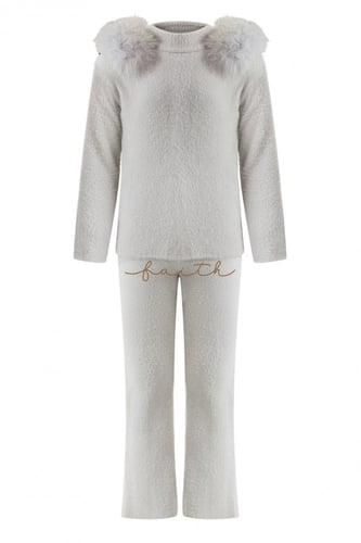 KIDS FOX FUR ON SHOULDERS GREY FLUFFY SET