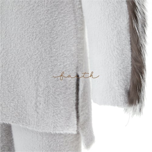 KIDS SILVER FOX FUR ON SLEEVES GREY FLUFFY SET