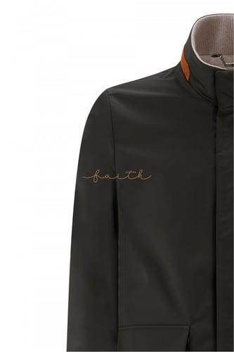 KHAKI WATERPROOF JACKET, SUED COLLAR NO FUR