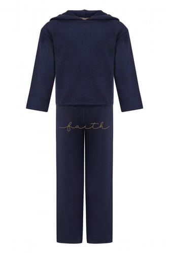 KIDS NAVY BLUE KNITTED WOOL SET