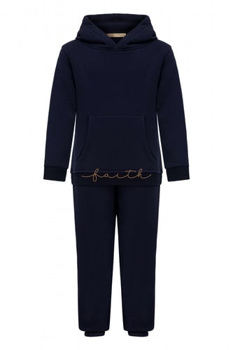 KIDS NAVY BLUE HOODIE SET COTTON