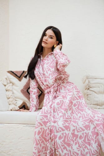 DONATELLA LONG DRESS PINK TRAPEZ