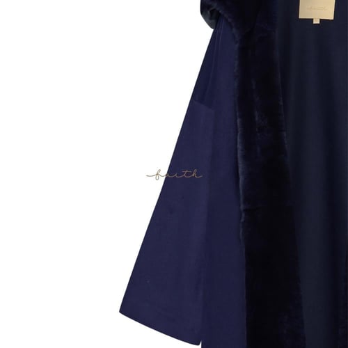 NAVY BLUE CASHMERE WITH LEATHER HOODY