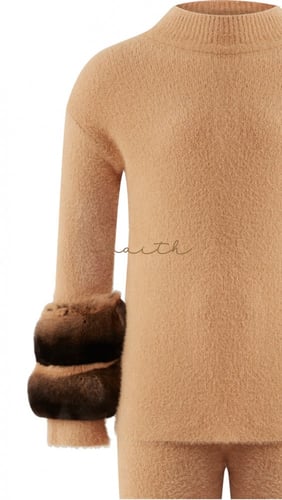 CAMEL FLUFFY SET CHINCHILLA ON SLEEVES