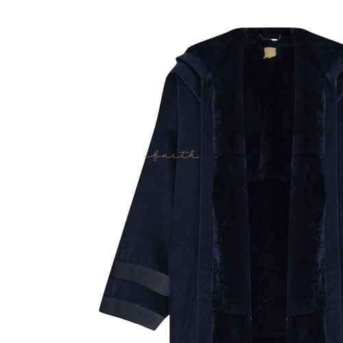 NAVY BLUE CASHMERE LEATHER LINE FARWA