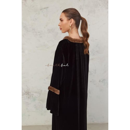 Black mink velvet dress