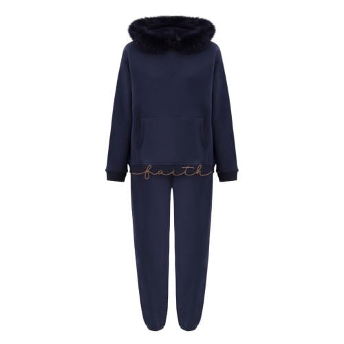 KIDS NAVY BLUE HOODY SWEATSHIRT FLEECE SET FOX AOR...