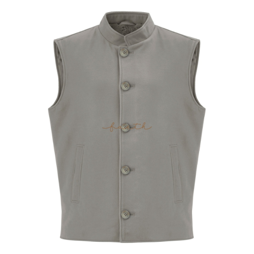 GREY CASHMERE BUTTON MEN VEST