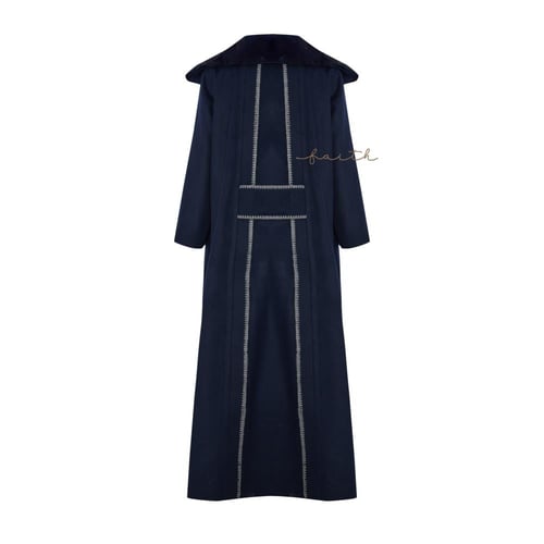 Navy blue mink collar farwa