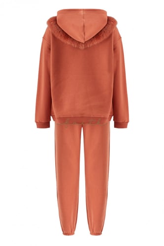 KIDS ORANGE HOODY SWEATSHIRT FLEECE SET FOX ON SHO...