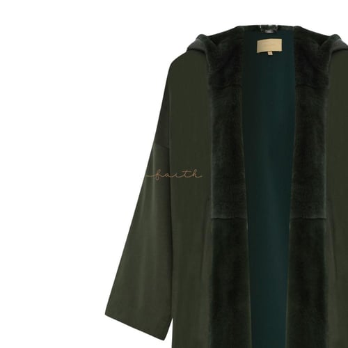 KHAKI CASHMERE WITH LEATHER HOODY