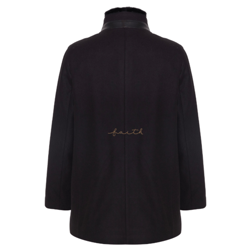 BLACK LEATHER NECK JACKET