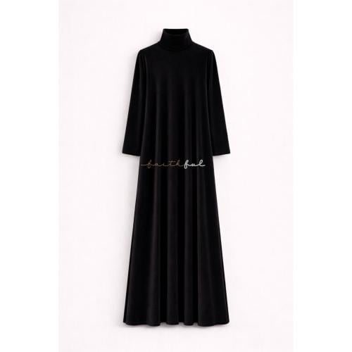 Black high neck velvet