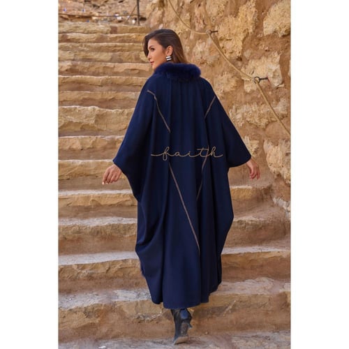 NAVY BLUE WOOL CAPE
