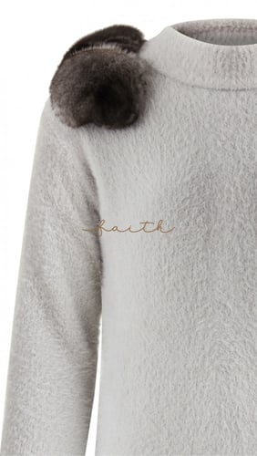 KIDS CHINCHILLA FUR ON SHOULDERS GREY FLUFFY SET