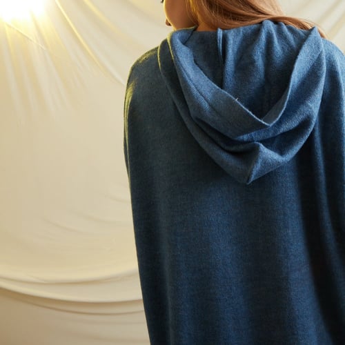BLUE LOOSE FIT KNIT WOOL DRESS
