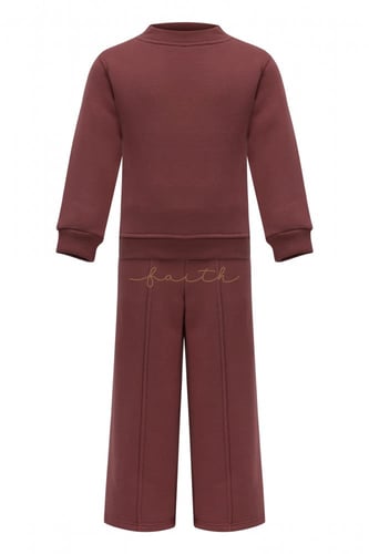 KIDS ROSE PINK HIGH-NECK SWEATSHIRT SET