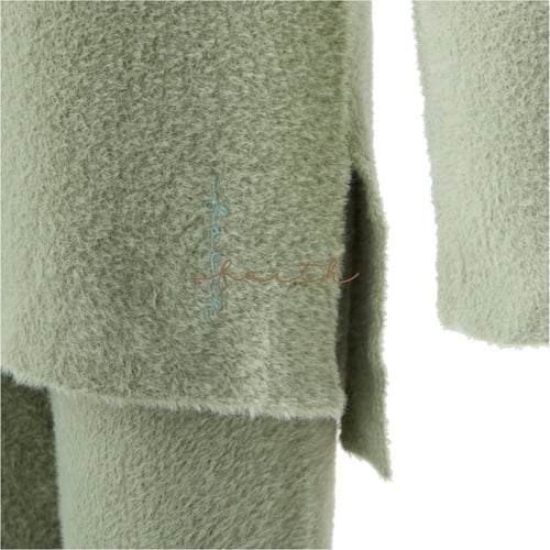 KIDS FOX FUR ON SHOULDERS GREEN FLUFFY SET