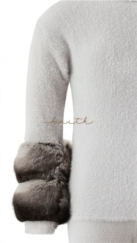 KIDS CHINCHILLA FUR ON SLEEVES GREY FLUFFY SET