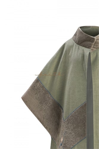 LIGHT GREEN PONCHO CASHMERE & ASTRAGAN