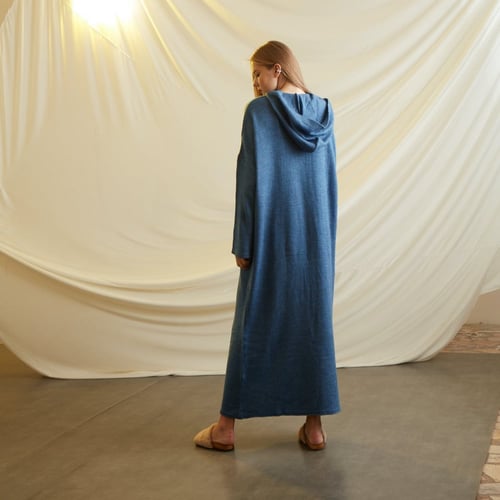 BLUE LOOSE FIT KNIT WOOL DRESS