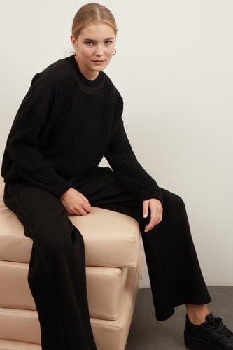 BLACK MIXED WOOL AND COTTON SET