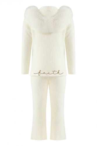 KIDS FOX FUR ON SHOULDERS OFF-WHITE FLUFFY SET