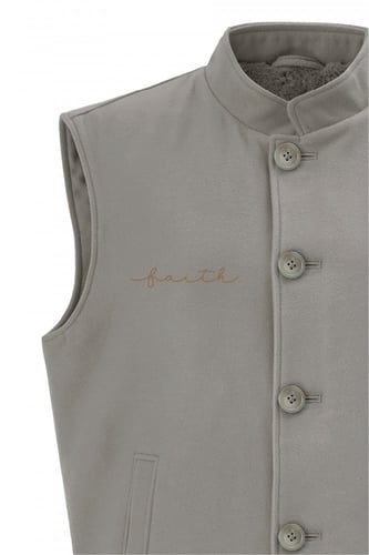 GREY CASHMERE BUTTON MEN VEST