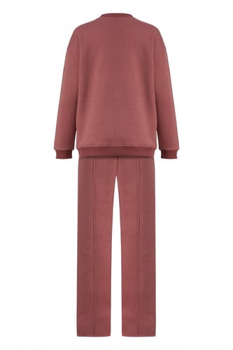 ROSE PINK HIGH-NECK SWEATSHIRT SET