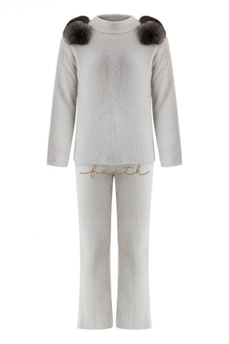 KIDS CHINCHILLA FUR ON SHOULDERS GREY FLUFFY SET